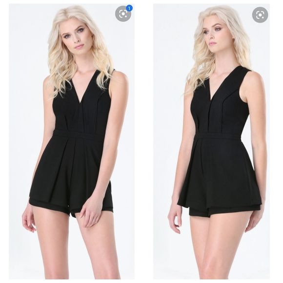 NEW Bebe Crepe black open back romper